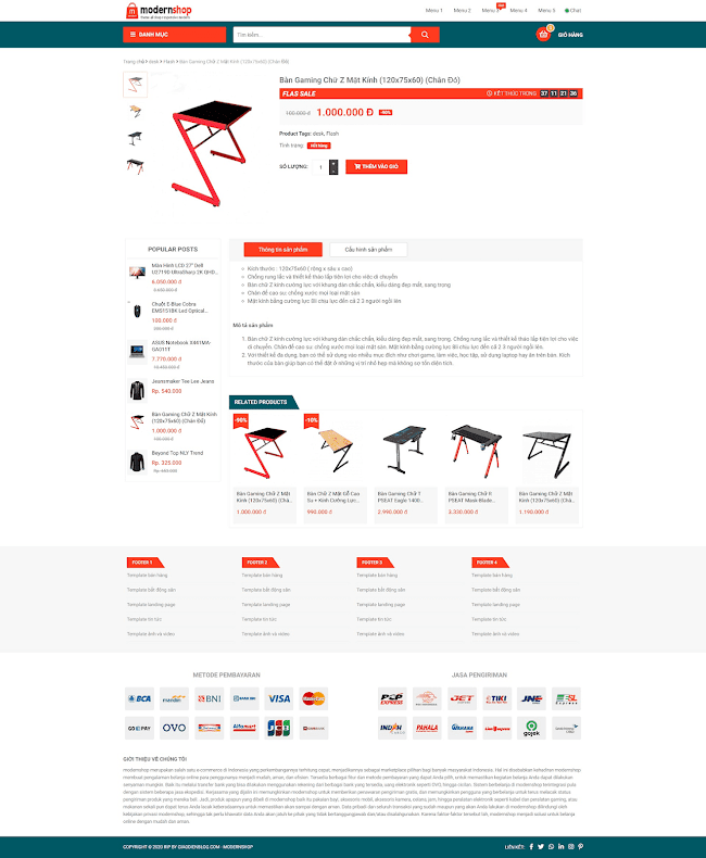 Free Template Blogspot Bán Hàng Modernshop